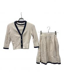 CHANEL（シャネル）の古着「アンサンブルニット&スカート」｜ホワイト×ネイビー