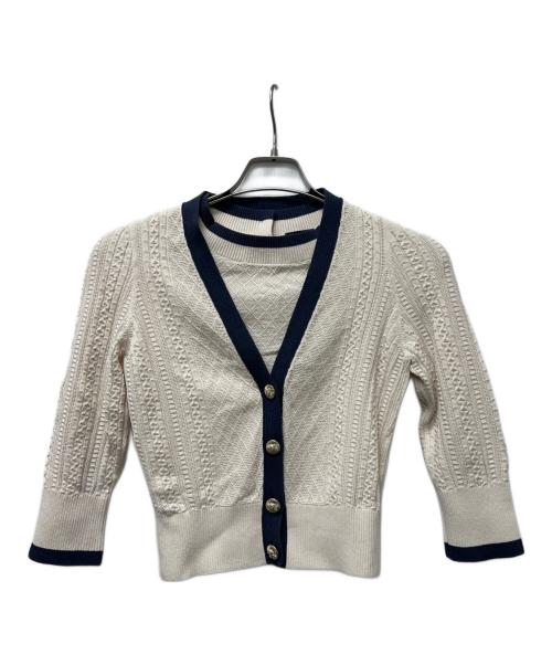 CHANEL（シャネル）CHANEL (シャネル) アンサンブルニット&スカート ホワイト×ネイビー サイズ:３６の古着・服飾アイテム