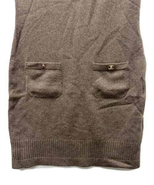 CHANEL（シャネル）CHANEL (シャネル) 半袖ワンピース ベージュ×レッド サイズ:３６の古着・服飾アイテム