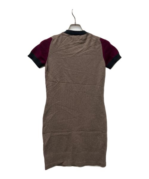 CHANEL（シャネル）CHANEL (シャネル) 半袖ワンピース ベージュ×レッド サイズ:３６の古着・服飾アイテム