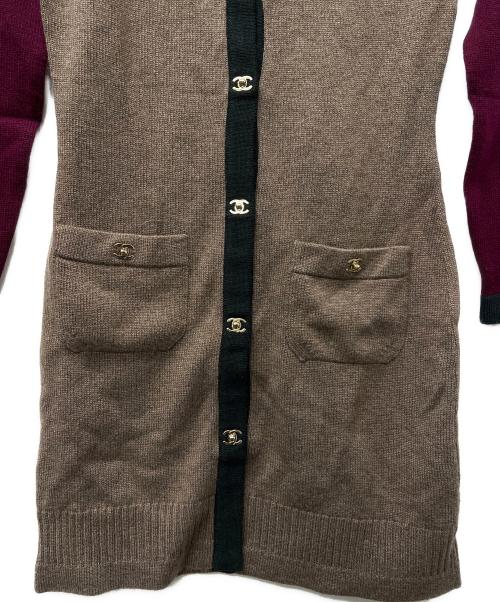 CHANEL（シャネル）CHANEL (シャネル) ロングカーディガン レッド×ベージュ サイズ:３４の古着・服飾アイテム