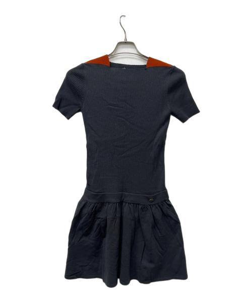 CHANEL（シャネル）CHANEL (シャネル) 半袖ワンピース グレー×オレンジ サイズ:３６の古着・服飾アイテム