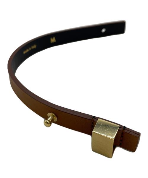 CELINE（セリーヌ）CELINE (セリーヌ) ダブルスタッドバックルナローベルト ブラウン サイズ:XSの古着・服飾アイテム