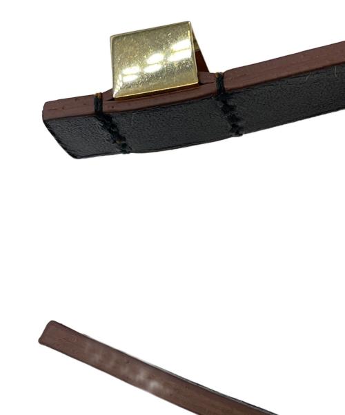 CELINE（セリーヌ）CELINE (セリーヌ) ダブルスタッドバックルナローベルト ブラウン サイズ:XSの古着・服飾アイテム