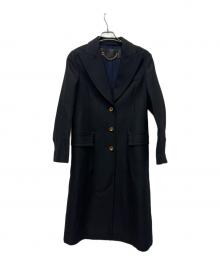 Ferragamo（フェラガモ）の古着「金ボタンロングコート」｜ブラック