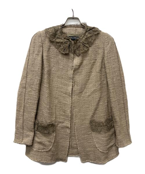 DOLCE & GABBANA（ドルチェ＆ガッバーナ）DOLCE & GABBANA (ドルチェ＆ガッバーナ) ツイードジャケット ベージュ サイズ:４２の古着・服飾アイテム