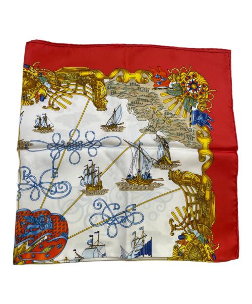 HERMES（エルメス）HERMES (エルメス) スカーフ レッド×ホワイトの古着・服飾アイテム