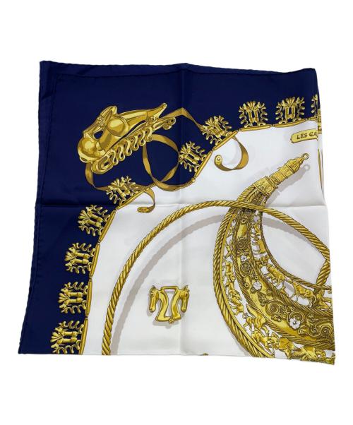 HERMES（エルメス）HERMES (エルメス) スカーフ ネイビー×ホワイトの古着・服飾アイテム