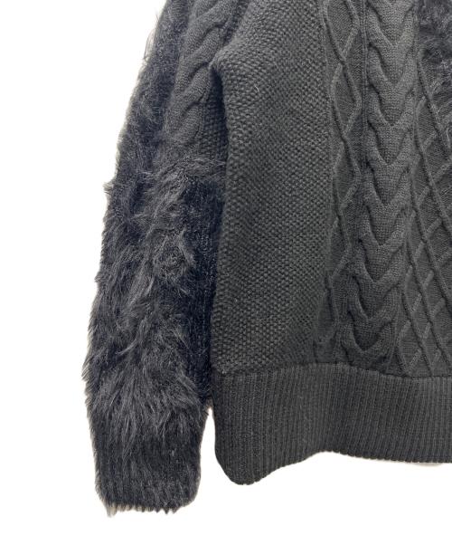 MAISON SPECIAL（メゾンスペシャル）MAISON SPECIAL (メゾンスペシャル) Cable Shaggy Mix Prime-Over Crew Neck Knit Pullover ネイビー サイズ:１の古着・服飾アイテム