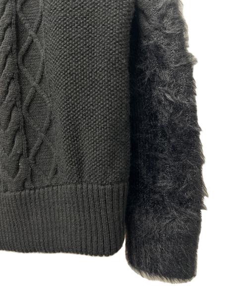 MAISON SPECIAL（メゾンスペシャル）MAISON SPECIAL (メゾンスペシャル) Cable Shaggy Mix Prime-Over Crew Neck Knit Pullover ネイビー サイズ:１の古着・服飾アイテム