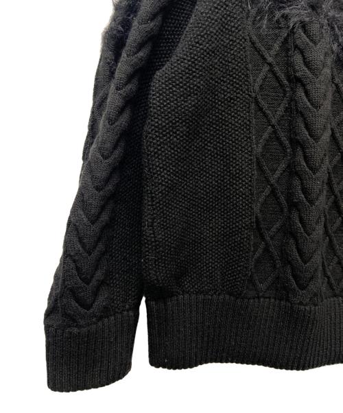 MAISON SPECIAL（メゾンスペシャル）MAISON SPECIAL (メゾンスペシャル) Cable Shaggy Mix Prime-Over Crew Neck Knit Pullover ネイビー サイズ:１の古着・服飾アイテム