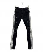 AMIRIアミリ）の古着「サイドラインダメージ加工スキニーデニム」｜ブラック