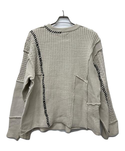 MAISON SPECIAL（メゾンスペシャル）MAISON SPECIAL (メゾンスペシャル) ワッフルクレイジーパッチワーククルーネックニットプルオーバー ベージュ サイズ:１の古着・服飾アイテム