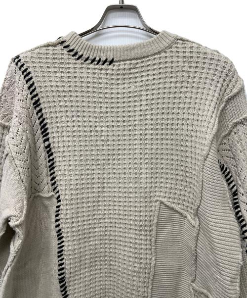 MAISON SPECIAL（メゾンスペシャル）MAISON SPECIAL (メゾンスペシャル) ワッフルクレイジーパッチワーククルーネックニットプルオーバー ベージュ サイズ:１の古着・服飾アイテム