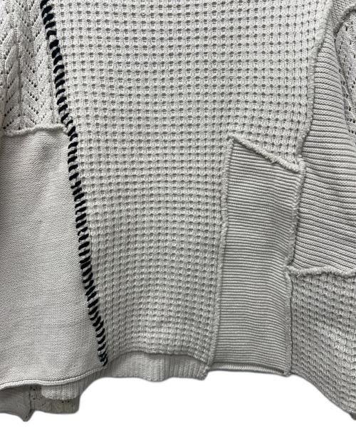 MAISON SPECIAL（メゾンスペシャル）MAISON SPECIAL (メゾンスペシャル) ワッフルクレイジーパッチワーククルーネックニットプルオーバー ベージュ サイズ:１の古着・服飾アイテム