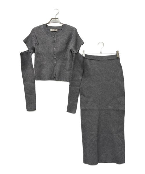 COCODEAL（ココディール）COCODEAL (ココディール) リブニットセットアップ グレー サイズ:Ｌの古着・服飾アイテム