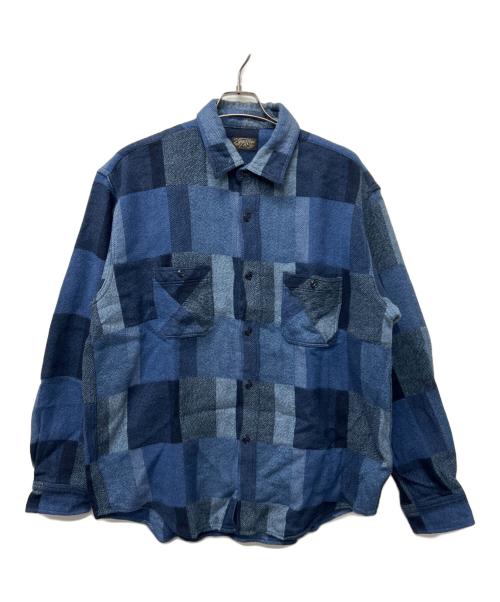 SUGAR CANE（シュガーケーン）SUGAR CANE (シュガーケーン) GRADATION PATCH WORK WORK SHIRT ブルー サイズ:ＸＬの古着・服飾アイテム