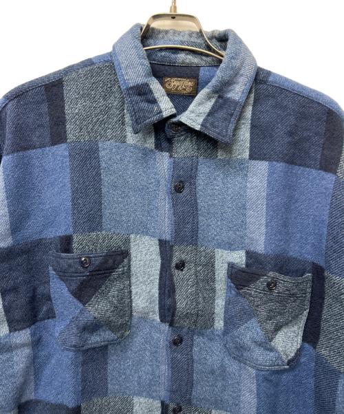 SUGAR CANE（シュガーケーン）SUGAR CANE (シュガーケーン) GRADATION PATCH WORK WORK SHIRT ブルー サイズ:ＸＬの古着・服飾アイテム