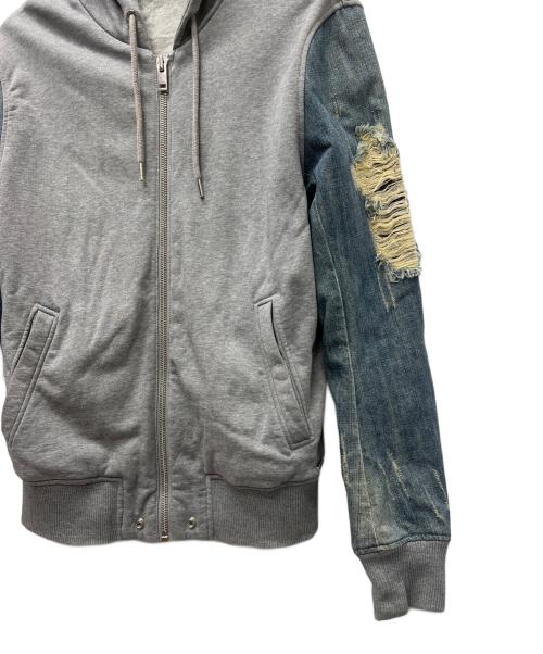 DIESEL（ディーゼル）DIESEL (ディーゼル) デニム切替ジップパーカー グレー×ブルー サイズ:ＸＬの古着・服飾アイテム