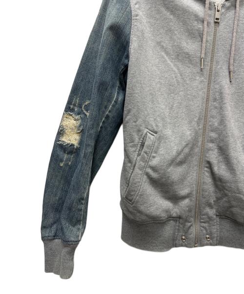 DIESEL（ディーゼル）DIESEL (ディーゼル) デニム切替ジップパーカー グレー×ブルー サイズ:ＸＬの古着・服飾アイテム
