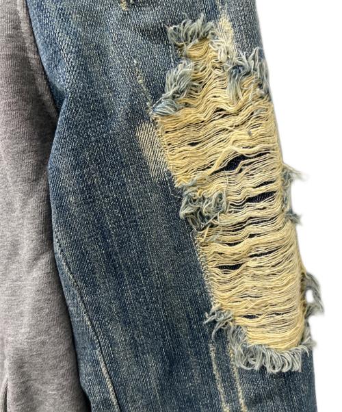 DIESEL（ディーゼル）DIESEL (ディーゼル) デニム切替ジップパーカー グレー×ブルー サイズ:ＸＬの古着・服飾アイテム