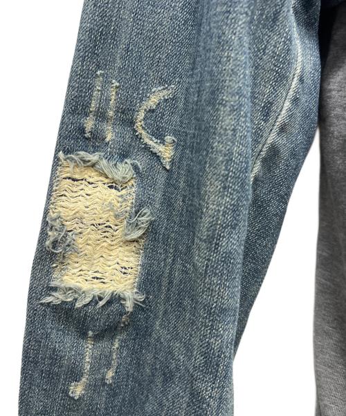 DIESEL（ディーゼル）DIESEL (ディーゼル) デニム切替ジップパーカー グレー×ブルー サイズ:ＸＬの古着・服飾アイテム