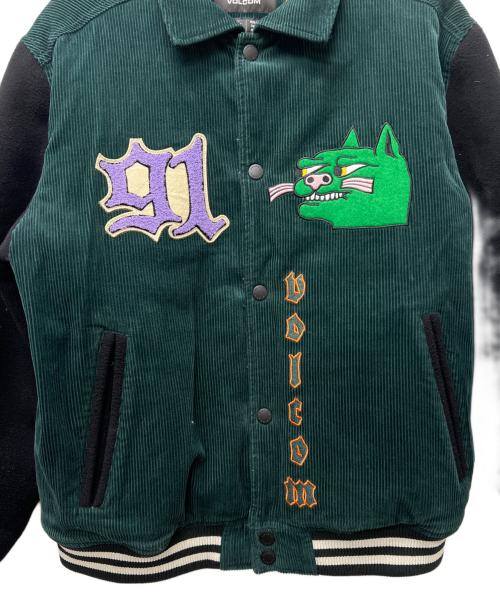 VOLCOM（ボルコム）VOLCOM (ボルコム) スタジアムジャンパー グリーン×ブラック サイズ:Mの古着・服飾アイテム