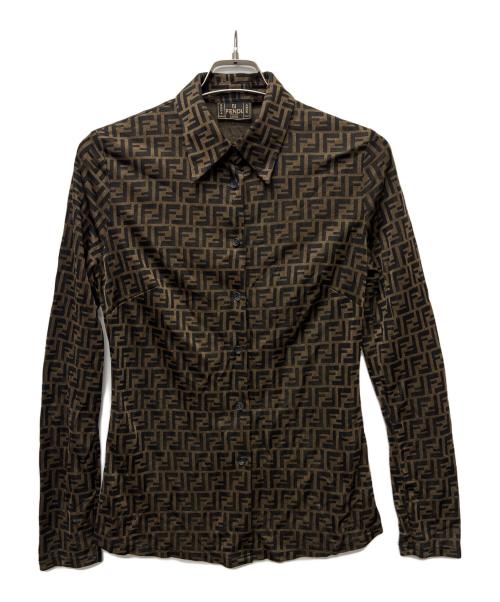 FENDI（フェンディ）FENDI (フェンディ) ズッカ柄シャツ ブラウン×ブラック サイズ:４０の古着・服飾アイテム