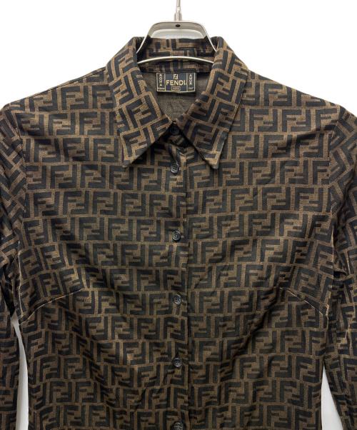 FENDI（フェンディ）FENDI (フェンディ) ズッカ柄シャツ ブラウン×ブラック サイズ:４０の古着・服飾アイテム