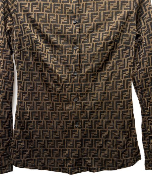 FENDI（フェンディ）FENDI (フェンディ) ズッカ柄シャツ ブラウン×ブラック サイズ:４０の古着・服飾アイテム
