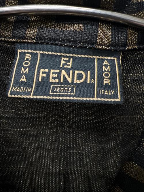 FENDI（フェンディ）FENDI (フェンディ) ズッカ柄半袖ワンピース ブラウン×ブラック サイズ:４０の古着・服飾アイテム