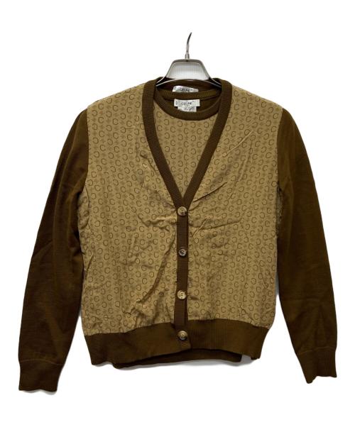 CELINE（セリーヌ）CELINE (セリーヌ) アンサンブルカーディガン ベージュ×ブラウン サイズ:４０の古着・服飾アイテム