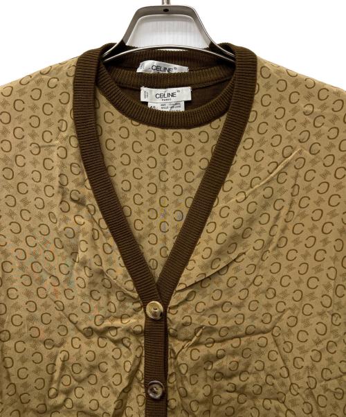 CELINE（セリーヌ）CELINE (セリーヌ) アンサンブルカーディガン ベージュ×ブラウン サイズ:４０の古着・服飾アイテム