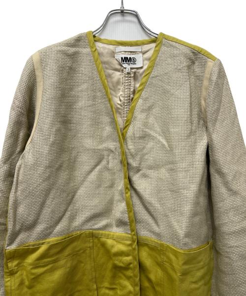 MM6 Maison Margiela（エムエムシックスメゾンマルジェラ）MM6 Maison Margiela (エムエムシックスメゾンマルジェラ) ノーカラーコート グレー×イエロー サイズ:38の古着・服飾アイテム