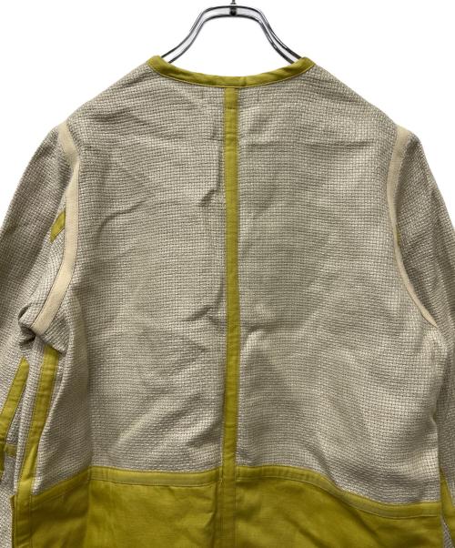 MM6 Maison Margiela（エムエムシックスメゾンマルジェラ）MM6 Maison Margiela (エムエムシックスメゾンマルジェラ) ノーカラーコート グレー×イエロー サイズ:38の古着・服飾アイテム