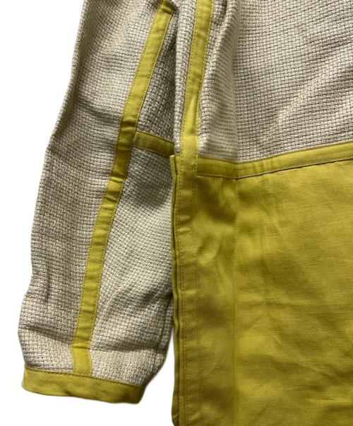 MM6 Maison Margiela（エムエムシックスメゾンマルジェラ）MM6 Maison Margiela (エムエムシックスメゾンマルジェラ) ノーカラーコート グレー×イエロー サイズ:38の古着・服飾アイテム