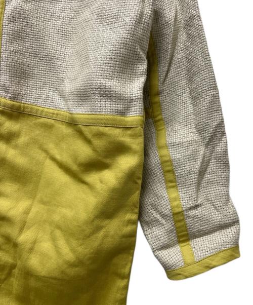MM6 Maison Margiela（エムエムシックスメゾンマルジェラ）MM6 Maison Margiela (エムエムシックスメゾンマルジェラ) ノーカラーコート グレー×イエロー サイズ:38の古着・服飾アイテム