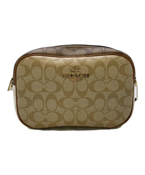 COACH（コーチ）COACH (コーチ) ジェイミー カメラ バッグ ブロックド シグネチャー キャンバス ベージュ×ホワイト サイズ:実寸参照の古着・服飾アイテム