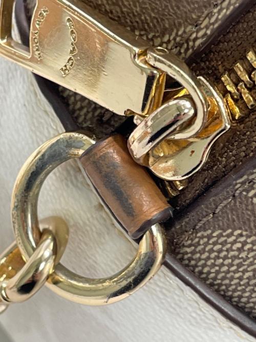 COACH（コーチ）COACH (コーチ) ジェイミー カメラ バッグ ブロックド シグネチャー キャンバス ベージュ×ホワイト サイズ:実寸参照の古着・服飾アイテム