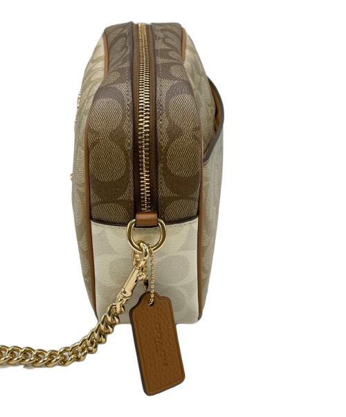 COACH（コーチ）COACH (コーチ) ジェイミー カメラ バッグ ブロックド シグネチャー キャンバス ベージュ×ホワイト サイズ:実寸参照の古着・服飾アイテム