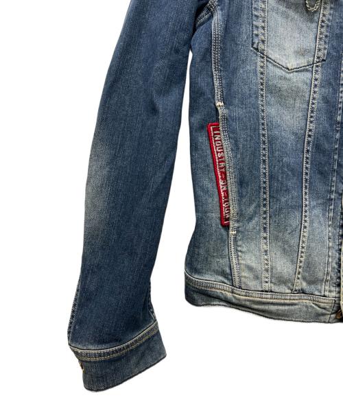 DIESEL（ディーゼル）DIESEL (ディーゼル) 襟レザーデニムジャケット インディゴ×ブラック サイズ:Ｌの古着・服飾アイテム