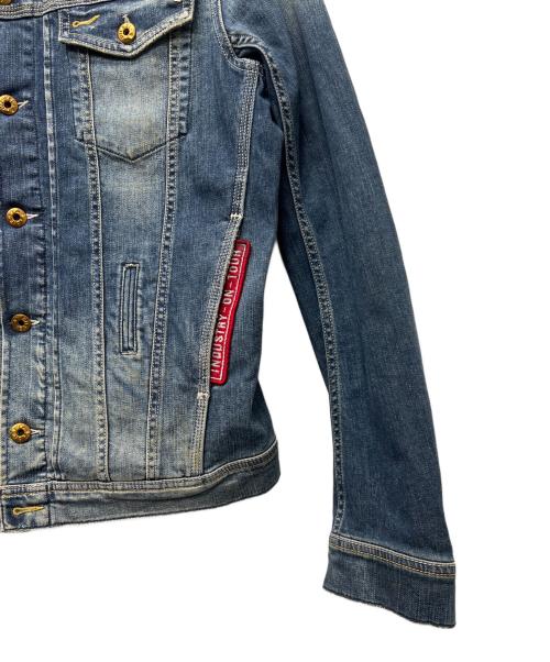 DIESEL（ディーゼル）DIESEL (ディーゼル) 襟レザーデニムジャケット インディゴ×ブラック サイズ:Ｌの古着・服飾アイテム