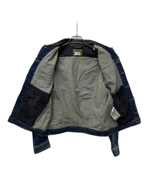 DIESEL（ディーゼル）DIESEL (ディーゼル) 襟レザーデニムジャケット インディゴ×ブラック サイズ:Ｌの古着・服飾アイテム