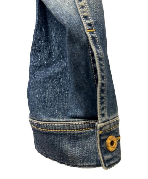 DIESEL（ディーゼル）DIESEL (ディーゼル) 襟レザーデニムジャケット インディゴ×ブラック サイズ:Ｌの古着・服飾アイテム