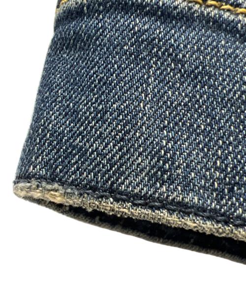 DIESEL（ディーゼル）DIESEL (ディーゼル) 襟レザーデニムジャケット インディゴ×ブラック サイズ:Ｌの古着・服飾アイテム