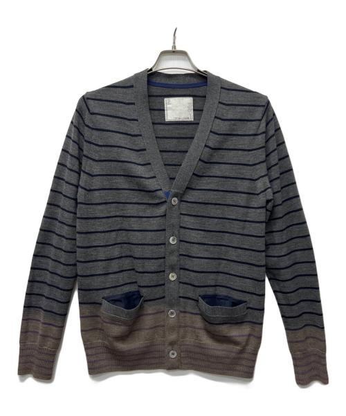 sacai（サカイ）sacai (サカイ) ニットカーディガン グレー×ブラウン サイズ:２の古着・服飾アイテム