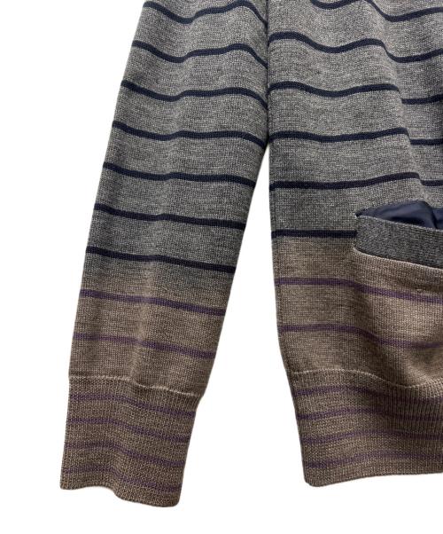 sacai（サカイ）sacai (サカイ) ニットカーディガン グレー×ブラウン サイズ:２の古着・服飾アイテム