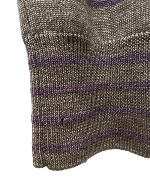 sacai（サカイ）sacai (サカイ) ニットカーディガン グレー×ブラウン サイズ:２の古着・服飾アイテム