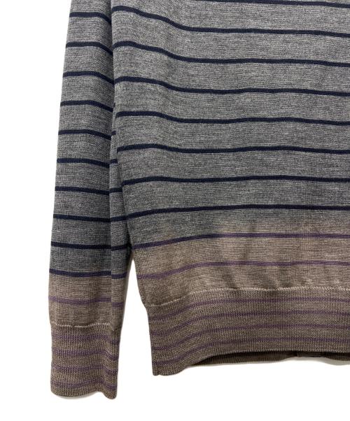 sacai（サカイ）sacai (サカイ) ニットカーディガン グレー×ブラウン サイズ:２の古着・服飾アイテム