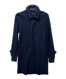 sacai（サカイ）の古着「ヘリンボーンステンカラーコート」｜ネイビー